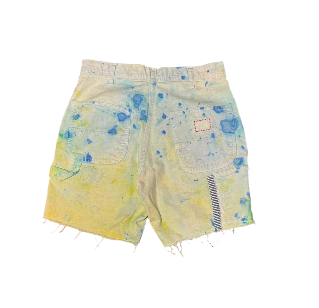 One of A Kind Distressed Patchwork Painter Short Size 30