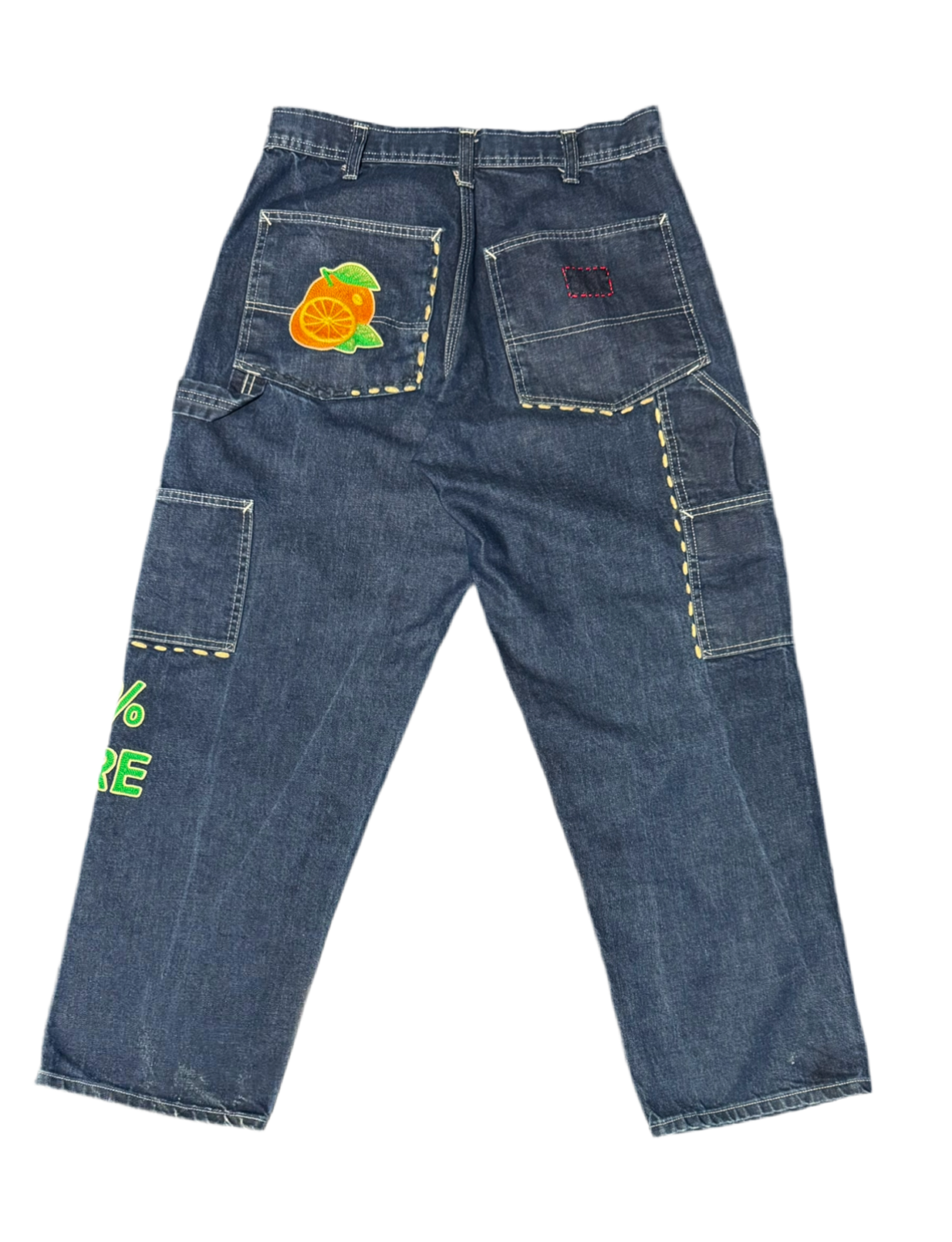 “ORANGE YOU GLAD” Upcyled Chain Stitch Denim Painter Pant